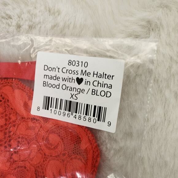 NEW We Are Hah Free People Don't Cross Me Lace Halter Bralette Blood Orange - Picture 11 of 13